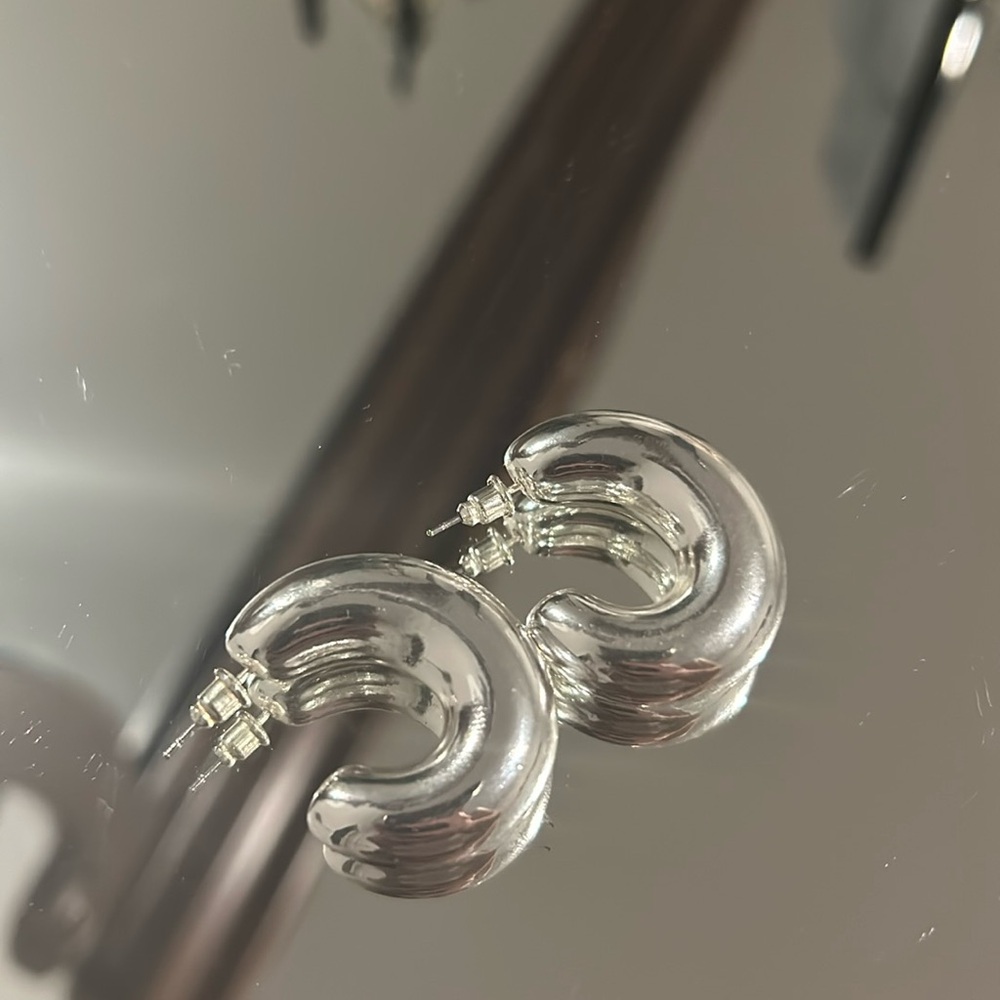Chunky Silver Hoops